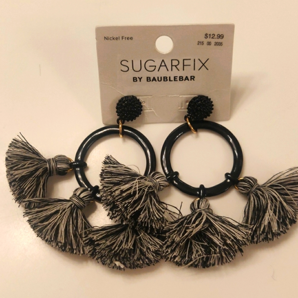 New!Sugarfix by baublebar, nickel free, black earrings Bohemian Retro Maximalist